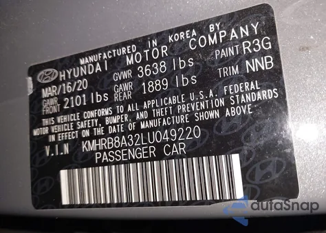 2020 Hyundai Venue Se from USA, damaged, VIN KMHRB8A32LV049220